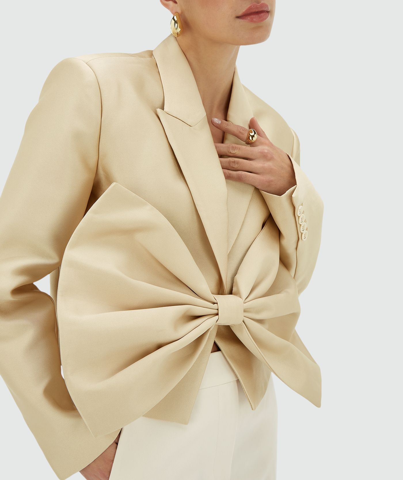 Blazer court en maille SILKE - champagne