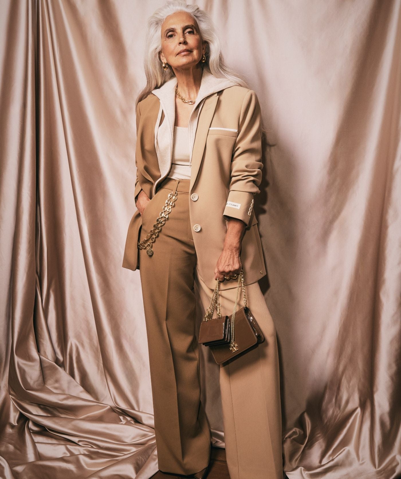 Blazer bicolore avec sweat à capuche amovible SUUS HOODIE  - chameau léger kaki