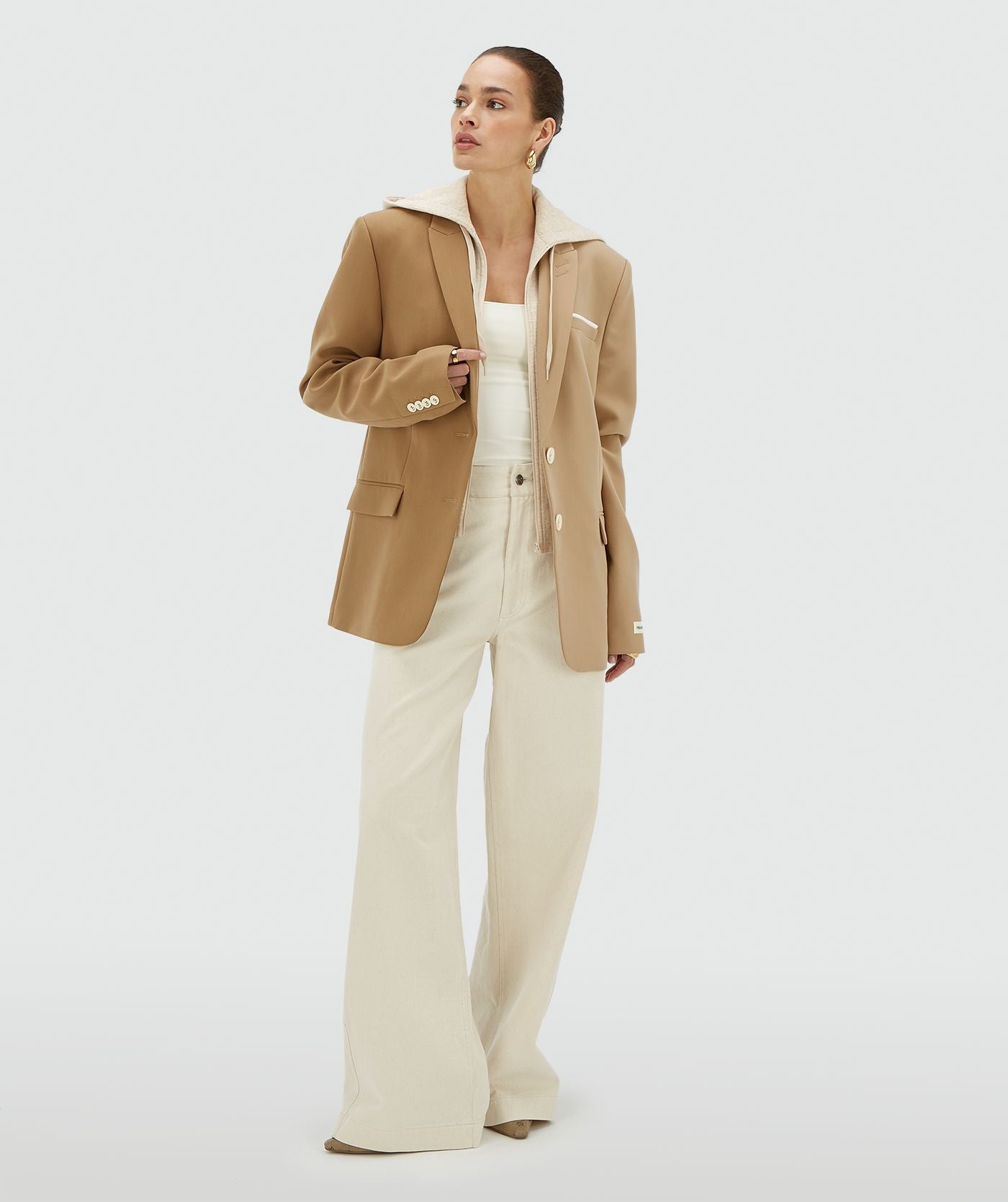 Blazer bicolore avec sweat à capuche amovible SUUS HOODIE  - chameau léger kaki