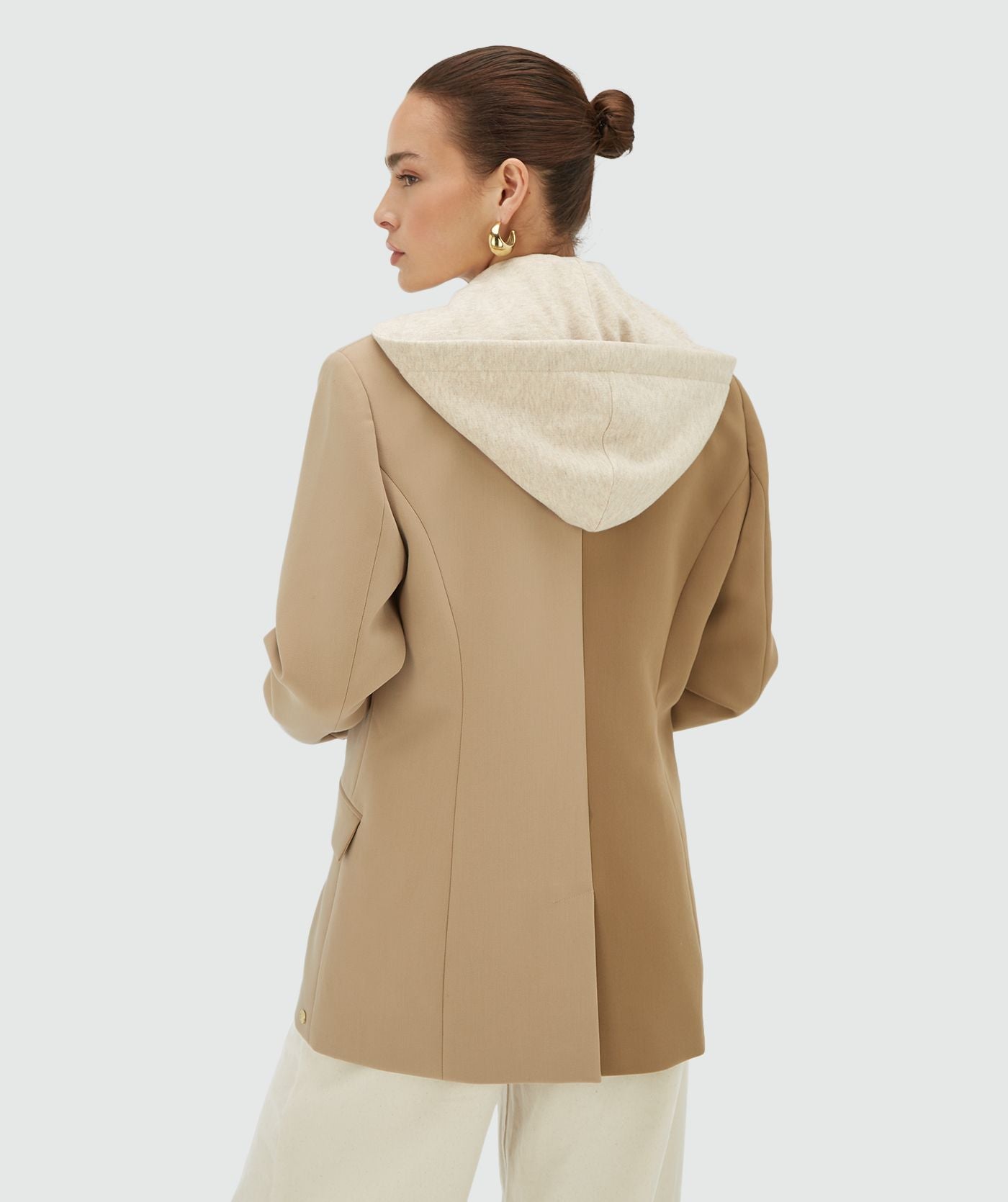 Blazer bicolore avec sweat à capuche amovible SUUS HOODIE  - chameau léger kaki