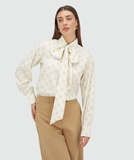 Chemisier regular fit avec logo imprimé SYDNEY   - crème blanc marron clair