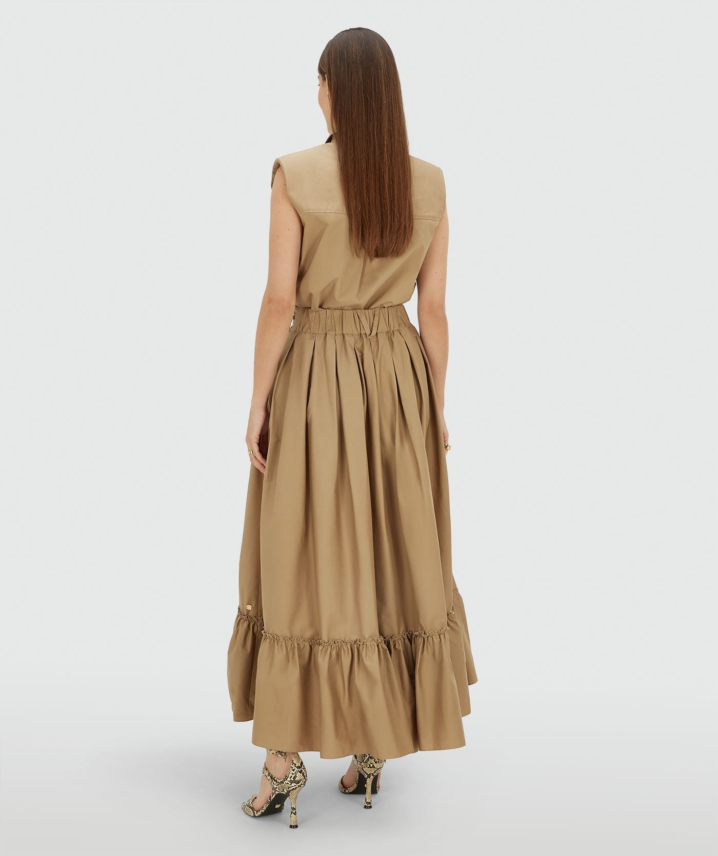 Jupe longue taille haute TARRANT - kaki léger