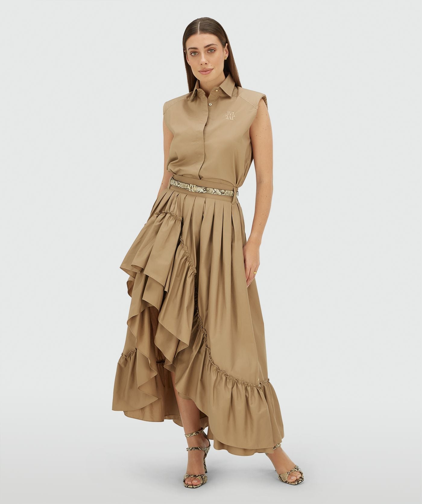 Jupe longue taille haute TARRANT - kaki léger