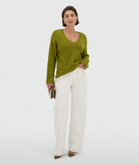 Pull oversize en laine mérinos TIMBER - vert audacieux